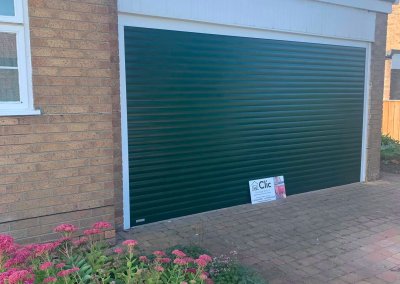 green garage door
