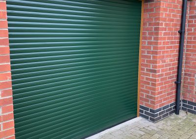 green garage door